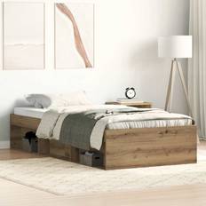 140cm - Single Beds Bed Frames vidaXL Bed Frame Artisan Oak 75 x 190 cm