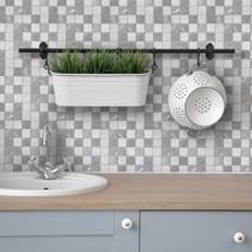 Mosaic tiles Total Tiles Tundra Grey Marble Effect Mix Porcelain Mosaic 300mm x 300mm