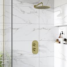 Shower Sets Arissa Brushed Brass Single Outlet Wall Mounted Thermostatic Mixer Shower Set