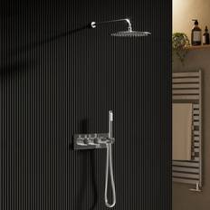 Flow Chrome Dual Outlet Wall Mounted Thermostatic Mixer Shower Set