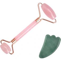Rose Rose Quartz Roller med Jade Gua Sha Sten