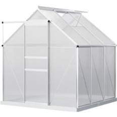 Greenhouses OutSunny Walk-in Garden Greenhouse with Sliding Door Silver Tone Polycarbonate