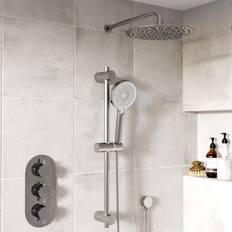 Flow Chrome Dual Outlet Wall Mounted Thermostatic Mixer Shower Set