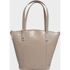 Solid Colours Bucket Bags Assots London Melanie Croc Real Leather Unlined Bucket Bag - Nude