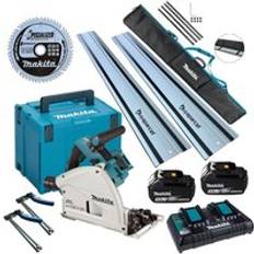 Power Saws Makita DSP600PT2 36V Twin 18V Brushless Plunge Saw 2x1.5m Guide Rail Clamp Blade