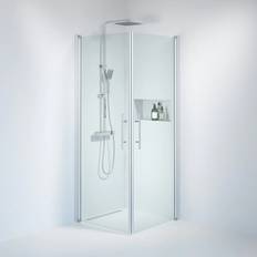 Bath Deluxe Brusere Bath Deluxe Vänern Duschvägg Fyrkantig Borstad Aluminiumprofil Klart Glas