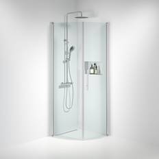 Bath Deluxe Brusere Bath Deluxe Vänern Duschhörn Rund Klarglas Borstad Aluminiumprofil