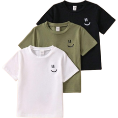 Shein Young Boy Casual Smiling Face Graphic Printed Round Neck TShirt For Summer