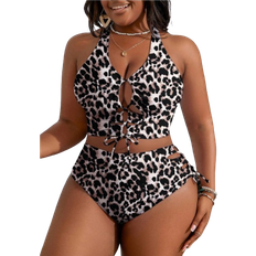 Shein Plus Size Sexy Leopard Print Tankini Swimsuit Set - Summer Beach