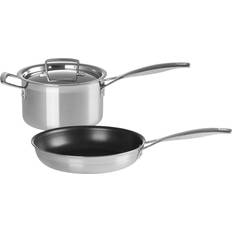 Le Creuset 3-Ply Stainless Steel 18cm Lidded Saucepan 24cm Non-Stick Frying Pan Cookware Set