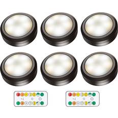 Batteridriven möbelbelysning Dzxin Trådlös LED Puck Lampor Med Fjärrkontroll 6-Pack Möbelbelysning