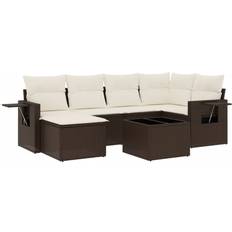 vidaXL 7-tlg Garten-Sofagarnitur mit Kissen Schwarz Lounge-Set