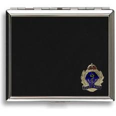 Metal Smoking Accessories Knight Royal Navy Metal Black Leather Covered Cigarette Case