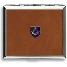 Smoking Accessories Knight Masonic Tan Leather Covered Cigarette Case