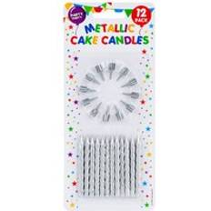 Birthdays Cake Candles VFM e-Store Metallic Silver Birthday Cake Candles 60mm One Size