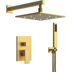 Shower Sets Everstein Pressure Balanced Shower Faucet System 10 LED Brushed Gold