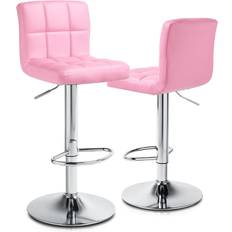 Magshion Pink Square Adjustable Height Swivel Bar Lift Pub Chair Bar Stool 45" 2pcs