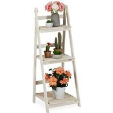 Pots, Plants & Cultivation Relaxdays Flower Ladder Rack For Indoors Balcony 3 Tiers White