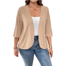Shein Plus Size Asymmetric Hem Cardigan - Solid Color