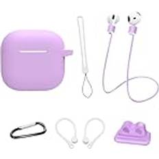 MTK AirPods 4 6 i 1 Fodral Rem Hållare Öronkrokar Nyckelring Lila