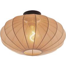QAZQA Japandi Ceiling Light Brown with Fabric Shade Pendant Lamp