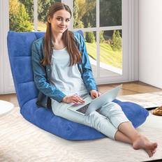 Costway Navy Coral Velvet Floor Gaming Chair