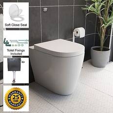 Toilets Aurora Back To Wall Toilet BTW WC Modern Compact Pan Soft Close Seat Dual Flush Cistern