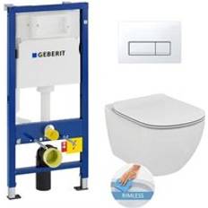 Toilets Geberit Duofix UP100 Toilet Set Aquablade Toilet Bowl Delta50 White Flush Plate