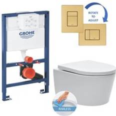Toilets Grohe Toilet Set 0.82m Low Height Rapid SL Frame + SATrimless Bowl + Brushed Gold Skate
