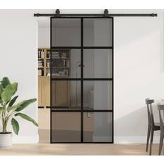 Skjutdörrar på rea vidaXL Med Beslag Svart 102,5x205 cm Härdat Glas Skjutdörr Klarglas (x)
