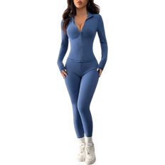 Shein Two Piece Set Zip Up Jacket - Blue