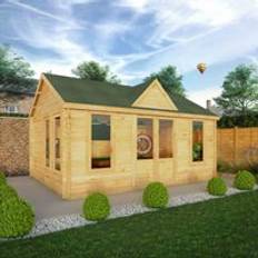 Garden log cabin Mercia Garden Products 5.3m x 4m Clock Tower Log Cabin 44mm Brown (Building Area )