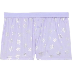 Modal Shorts PINK Flannel Boxy Pajama Shorts - Purple Cloud Foil Stars