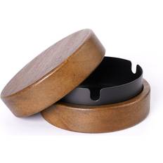 Wooden Ashtray With Lid For Smokers