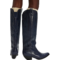 Blue Riding Shoes Jeffrey Campbell Finn Tall Western Boots - Navy
