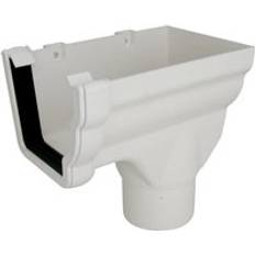 White Gutter FloPlast White Ogee Gutter Stopend Outlet Right Hand 80mm Downpipe 110mm x 80mm