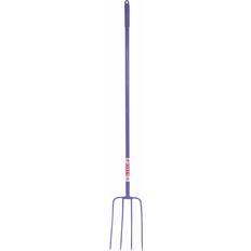Red Pitchforks Red Gorilla Tubular 4-Prong Straight Handle Manure Fork