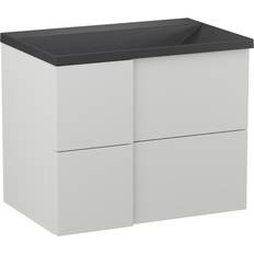 Hill Ceramic Tvättställsskåp Esquina Ljusgrå Matt 70 cm med Handfat Svart Matt