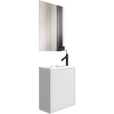 Hill Ceramic Tvättställsskåp Minima Vit Matt med Handfat 40 cm & Spegel
