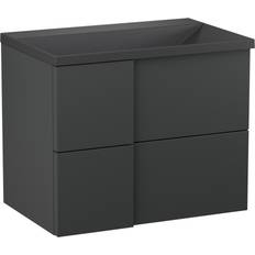 Hill Ceramic Tvättställsskåp Esquina Svart Matt 70 cm med Handfat