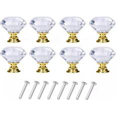 Byggmaterial INF Diamantformade Knoppar i Glas Transparent/Guld 8 st