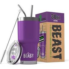 Purple Travel Mugs DYZI 30oz Reusable Stainless Steel Double Insulated Coffee Tumbler Travel Mug