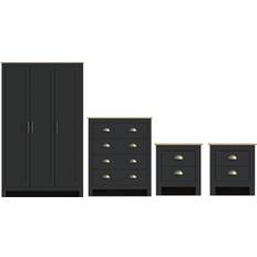 Black Wardrobes GFW Lancaster 4 Piece 3 Door Set Wardrobe