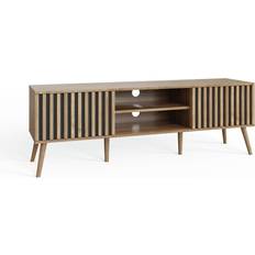 Oak storage unit GFW Louvered 2 Door Unit Oak TV Bench