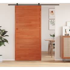 Walnut Doors vidaXL Wax Brown 100 208 cm Barn Hanging Door Sliding Door (x)