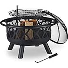 Relaxdays Feuerschale mit Grillrost Ø 75 cm Stahl