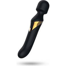 Massagestav Sexleksaker Vuxen Dual Orgasms 2-in-1 Massagestav & Dildo Svart & Guld