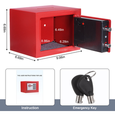 Unique Bargains Fireproof Small Safe Box Red
