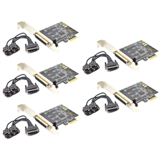 Controller Cards Veneka 5X PCI-E Serial Port Card Pcie to 4 RS232 9-Pin Industrial Control 4-Port Expansion AX99100 with Cable