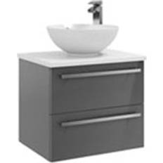 Clifton Grey Gloss 2 Drawer Hung Unit with Counter Top Basin 60 cm